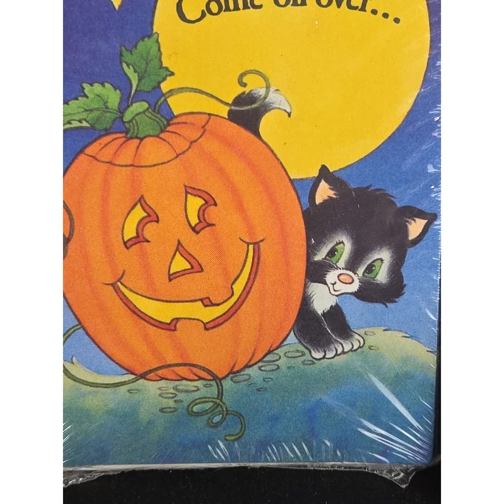 Vintage American Greetings Halloween Party Invitations New Kitty Pumpkin - Picture 2 of 7